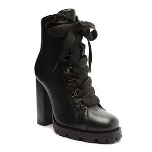 Schutz Women's Zhara Black Leather Ankle Bootie Size 8 High Heel Casual